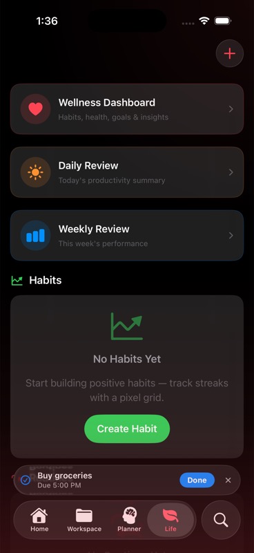 DPlanner life tab widget